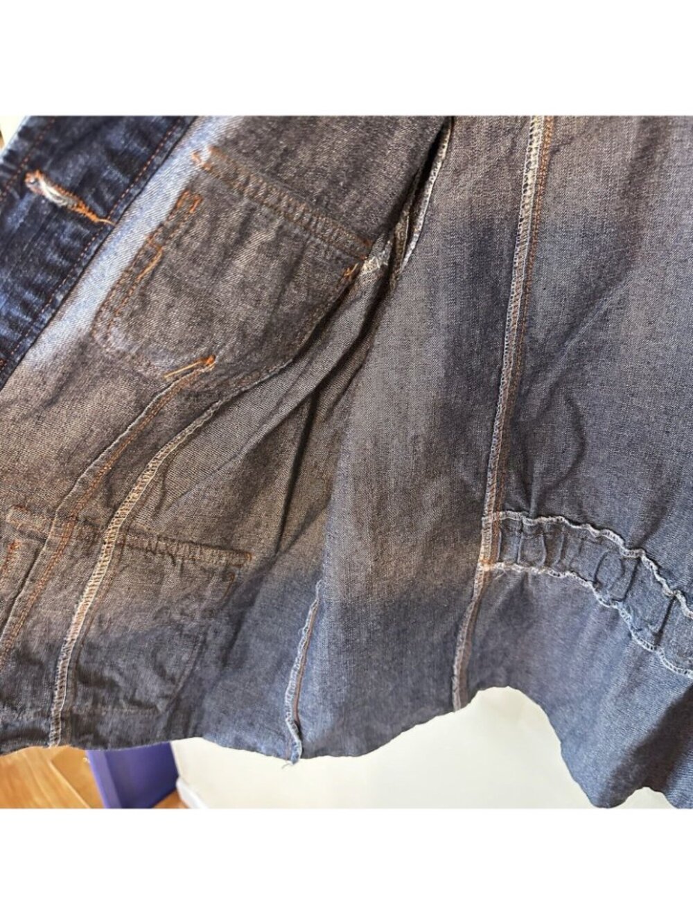 CJ Blue Womens 2X Denim Jacket Oversized Lightweight Coat Workwear Y2K Pockets - Picture 6 of 11
